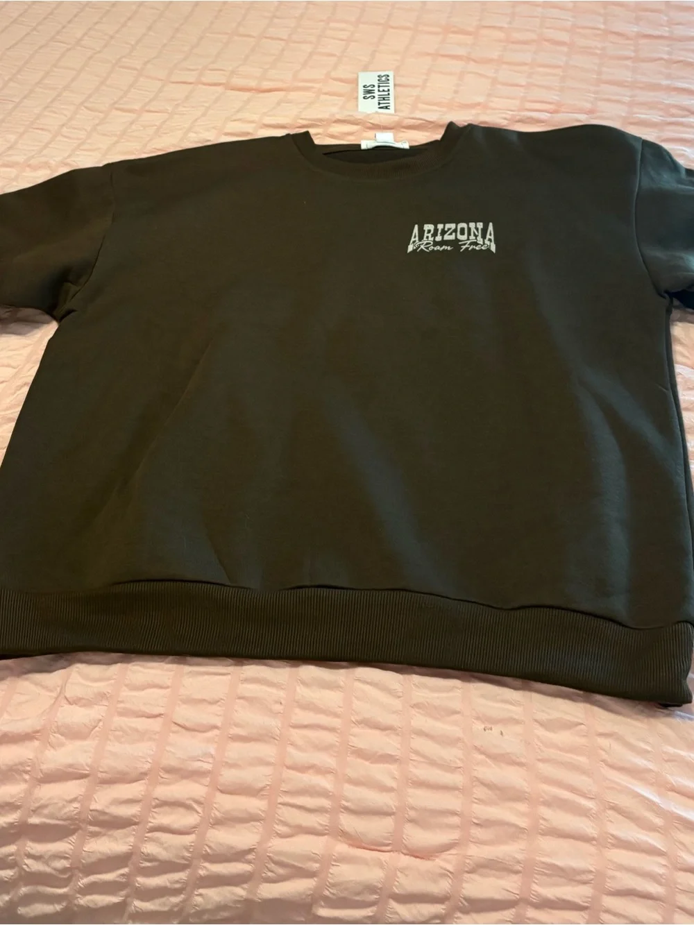 Olive Crewneck Sweatshirt with Chest Logo